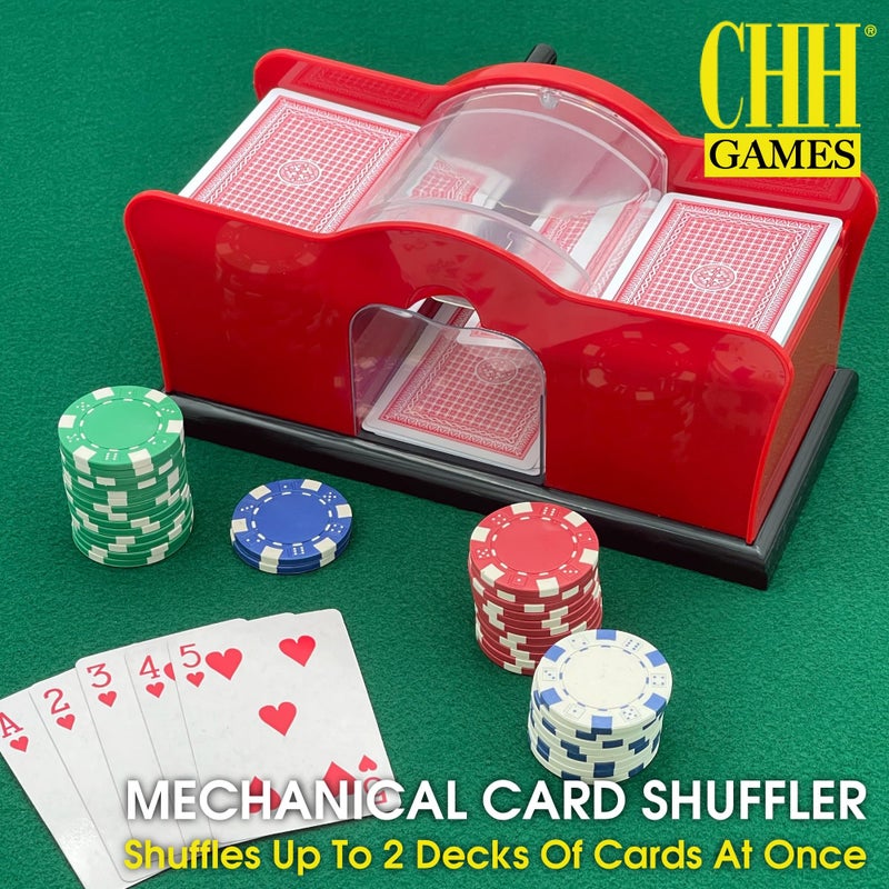 CHH Hand Cranked Card Shuffler â€“ Manual Card Shuffler for Standard or Bridge-Sized Playing Cards â€“ Quiet and Easy to Use - Designed for 2 Decks - Image 2